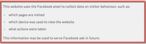 Privacy Policy text to use with the Facebook tracking pixel